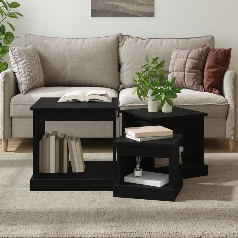 Coffee Tables 3 pcs Black Engineered Wood Payday Deals