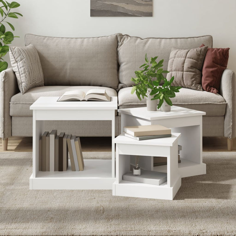 Coffee Tables 3 pcs White Engineered Wood Payday Deals