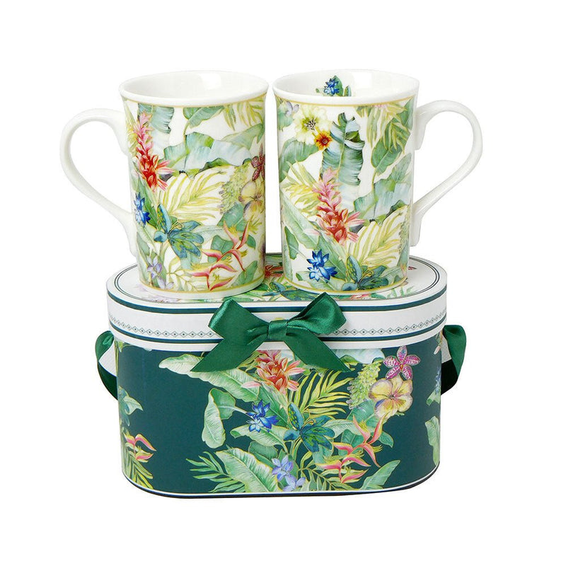 Coffee Tea Mug 2 Piece Gift Set Botanical Garden Design Payday Deals
