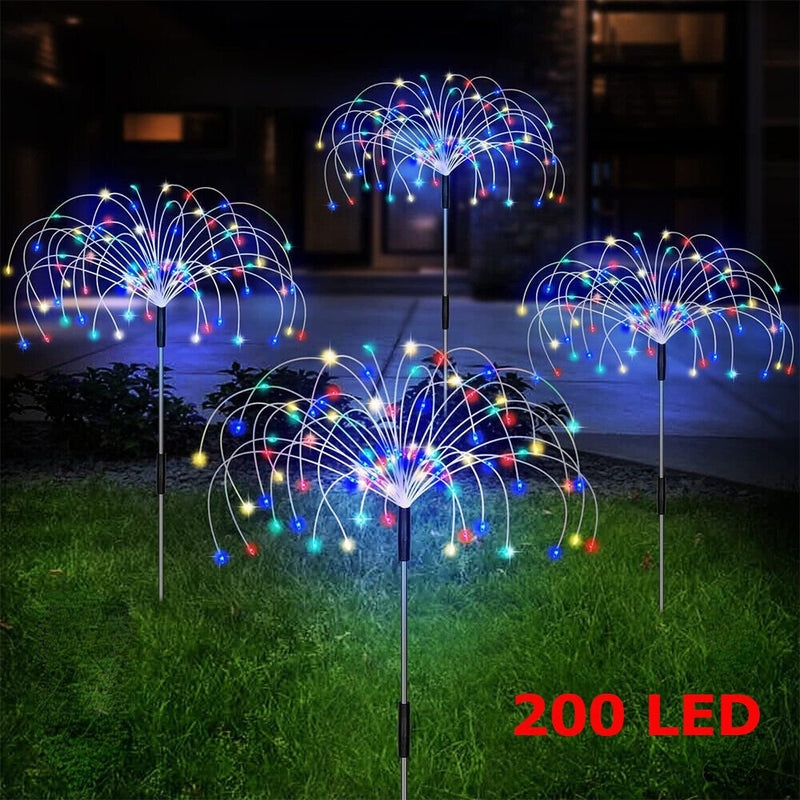 Colourful Fireworks200 LEDS Fairy String Lights Starburst Solar Xmas Garden Night Lamp Hot NEW Payday Deals