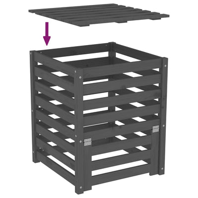 Composter Grey 63.5x63.5x77.5 cm Solid Wood Pine Payday Deals