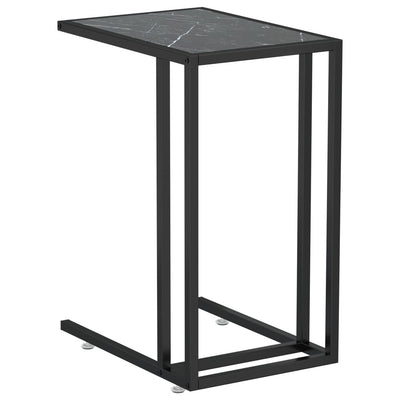 Computer Side Table Black Marble 50x35x65 cm Tempered Glass Payday Deals