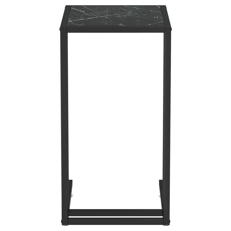 Computer Side Table Black Marble 50x35x65 cm Tempered Glass Payday Deals