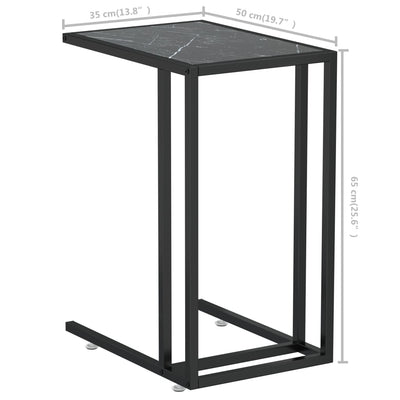 Computer Side Table Black Marble 50x35x65 cm Tempered Glass Payday Deals