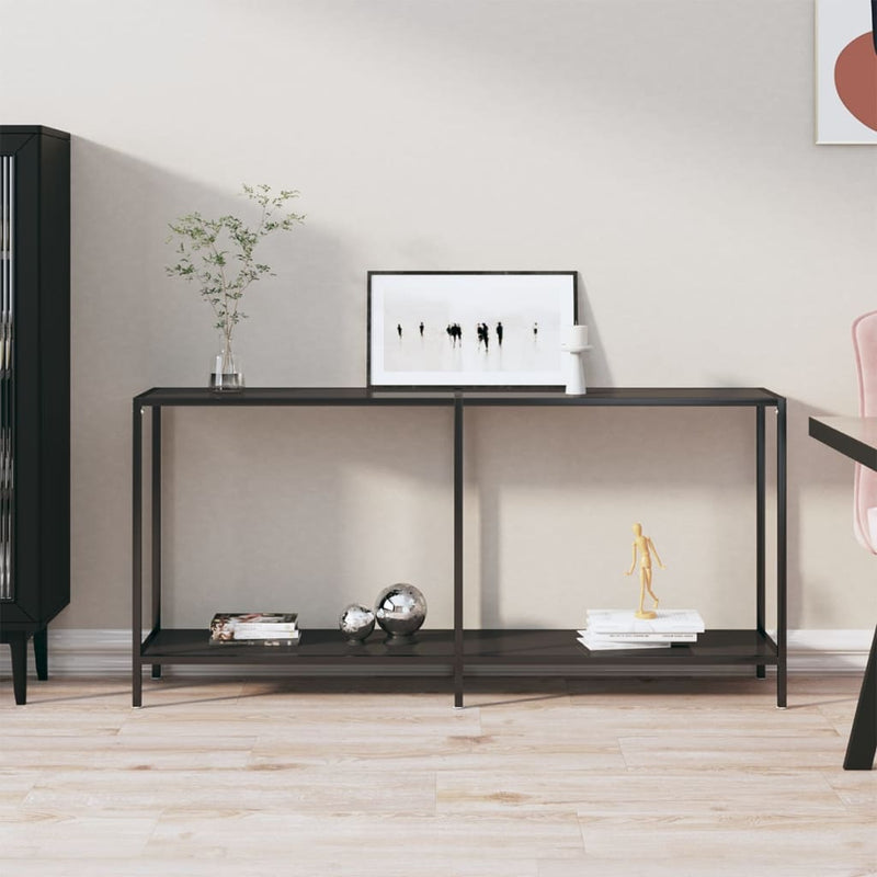 Console Table Black 160x35x75.5 cm Tempered Glass Payday Deals
