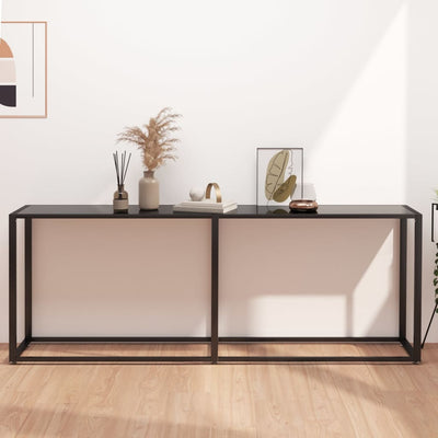 Console Table Black 200x35x75.5cm Tempered Glass Payday Deals