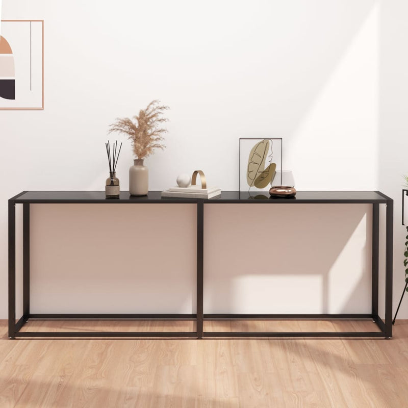 Console Table Black 200x35x75.5cm Tempered Glass Payday Deals