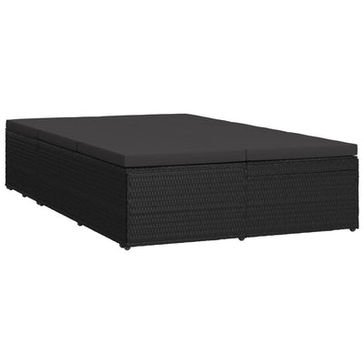 Convertible Sun Bed with Cushion Poly Rattan Black Payday Deals