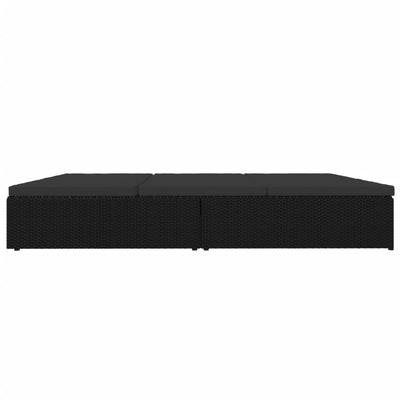 Convertible Sun Bed with Cushions Poly Rattan Black Payday Deals