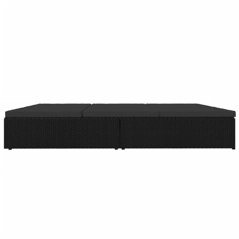Convertible Sun Bed with Cushions Poly Rattan Black Payday Deals