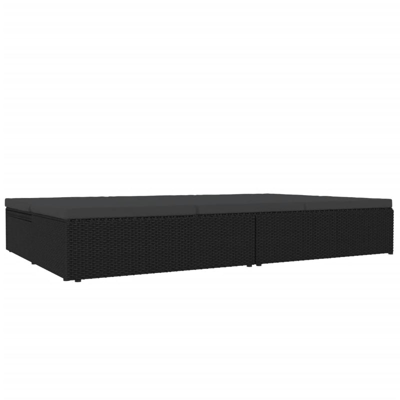 Convertible Sun Bed with Cushions Poly Rattan Black Payday Deals