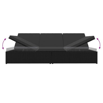 Convertible Sun Bed with Cushions Poly Rattan Black Payday Deals
