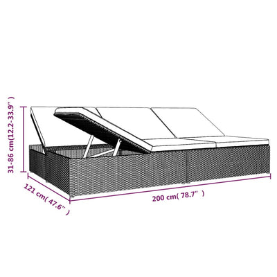 Convertible Sun Bed with Cushions Poly Rattan Black Payday Deals