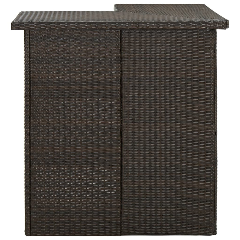 Corner Bar Table Brown 100x50x105 cm Poly Rattan Payday Deals
