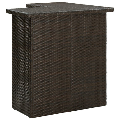 Corner Bar Table Brown 100x50x105 cm Poly Rattan Payday Deals