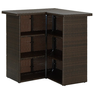 Corner Bar Table Brown 100x50x105 cm Poly Rattan Payday Deals