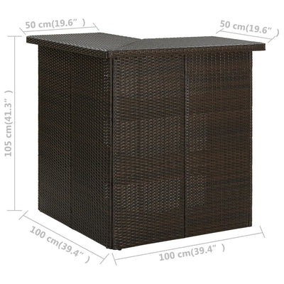 Corner Bar Table Brown 100x50x105 cm Poly Rattan Payday Deals