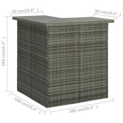 Corner Bar Table Grey 100x50x105 cm Poly Rattan Payday Deals