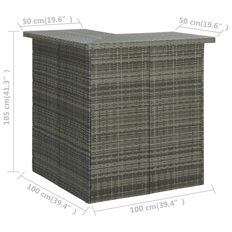 Corner Bar Table Grey 100x50x105 cm Poly Rattan Payday Deals