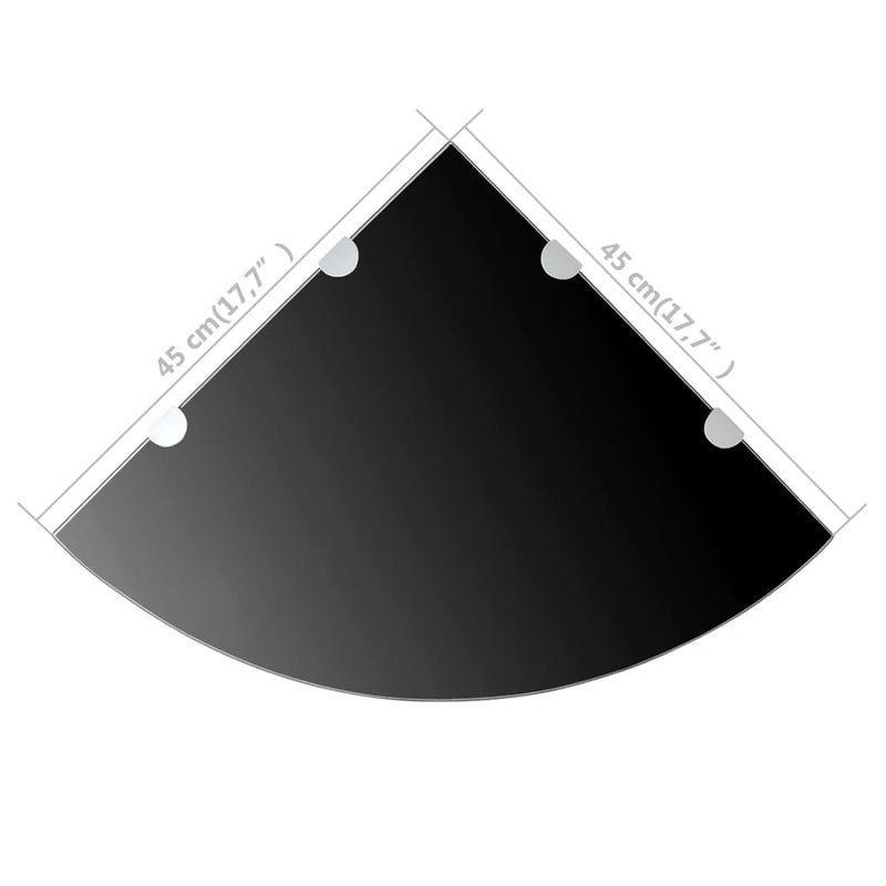 Corner Shelf with Chrome Supports Glass Black 45x45 cm Payday Deals