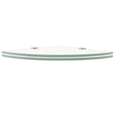 Corner Shelves 2 pcs with Chrome Supports Glass Clear 25x25 cm Payday Deals