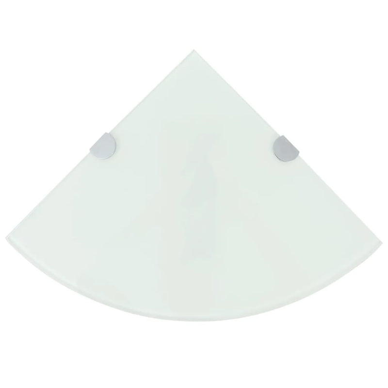 Corner Shelves 2 pcs with Chrome Supports Glass White 25x25 cm Payday Deals