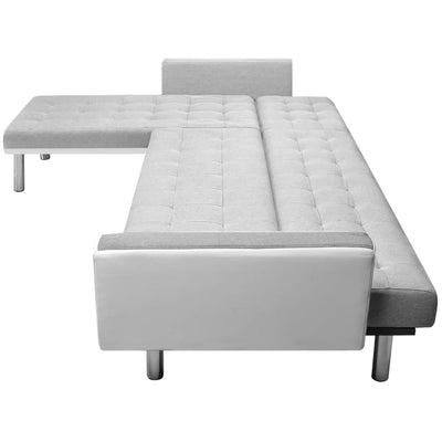 Corner Sofa Bed Fabric  218x155x69 cm White and Grey Payday Deals