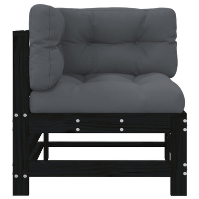 Corner Sofa with Cushions Black Solid Wood Pine Payday Deals
