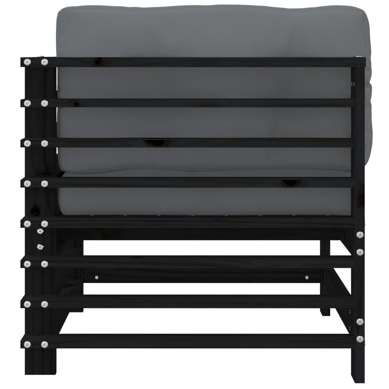 Corner Sofa with Cushions Black Solid Wood Pine Payday Deals