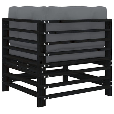 Corner Sofa with Cushions Black Solid Wood Pine Payday Deals