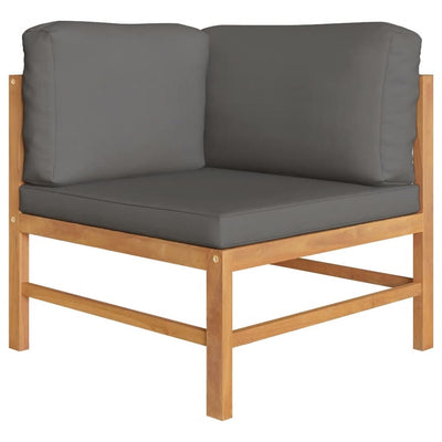 Corner Sofas 2 pcs with Dark Grey Cushions Solid Teak Wood Payday Deals