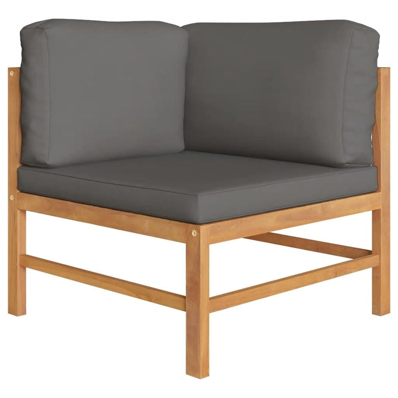Corner Sofas 2 pcs with Dark Grey Cushions Solid Teak Wood Payday Deals