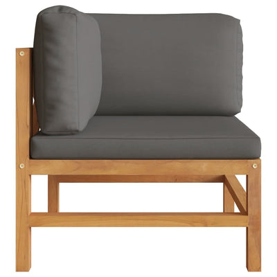 Corner Sofas 2 pcs with Dark Grey Cushions Solid Teak Wood Payday Deals