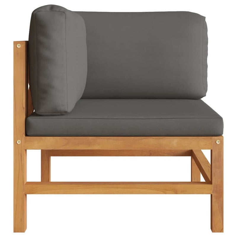 Corner Sofas 2 pcs with Dark Grey Cushions Solid Teak Wood Payday Deals
