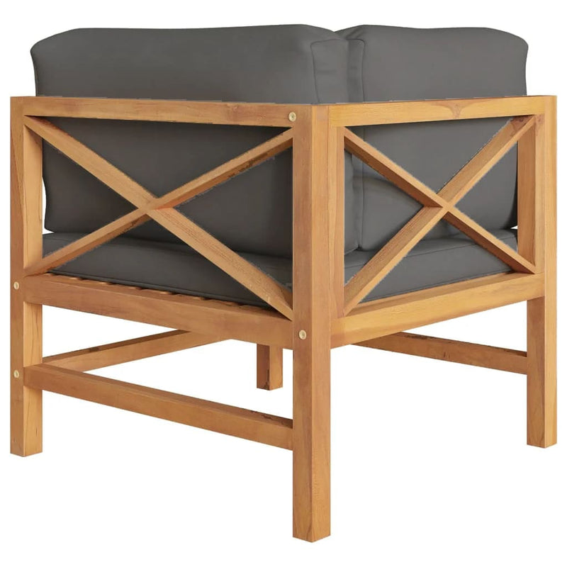 Corner Sofas 2 pcs with Dark Grey Cushions Solid Teak Wood Payday Deals