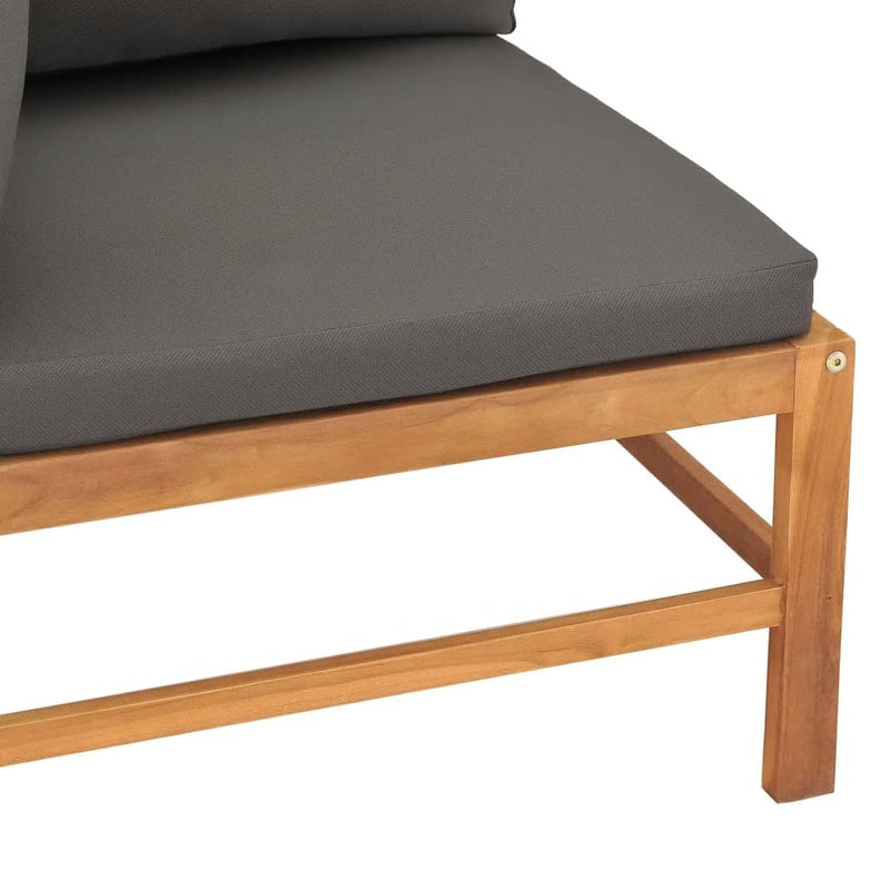 Corner Sofas 2 pcs with Dark Grey Cushions Solid Teak Wood Payday Deals