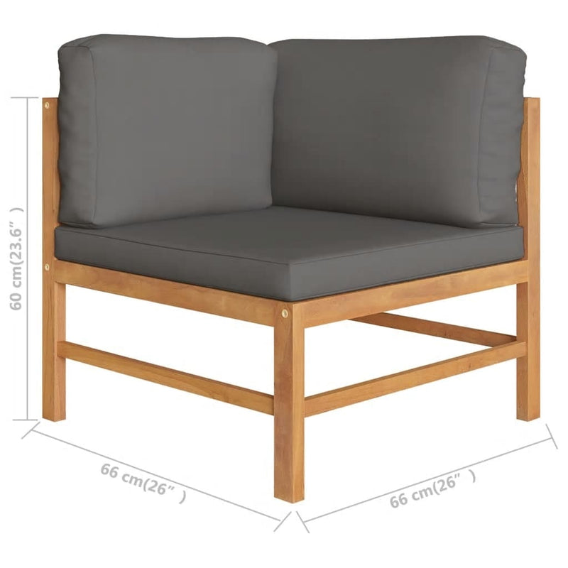 Corner Sofas 2 pcs with Dark Grey Cushions Solid Teak Wood Payday Deals