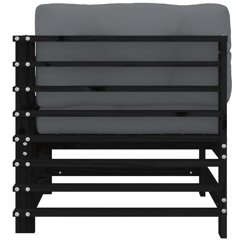 Corner Sofas with Cushions 2 pcs Black Solid Wood Pine Payday Deals