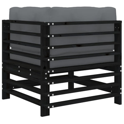 Corner Sofas with Cushions 2 pcs Black Solid Wood Pine Payday Deals