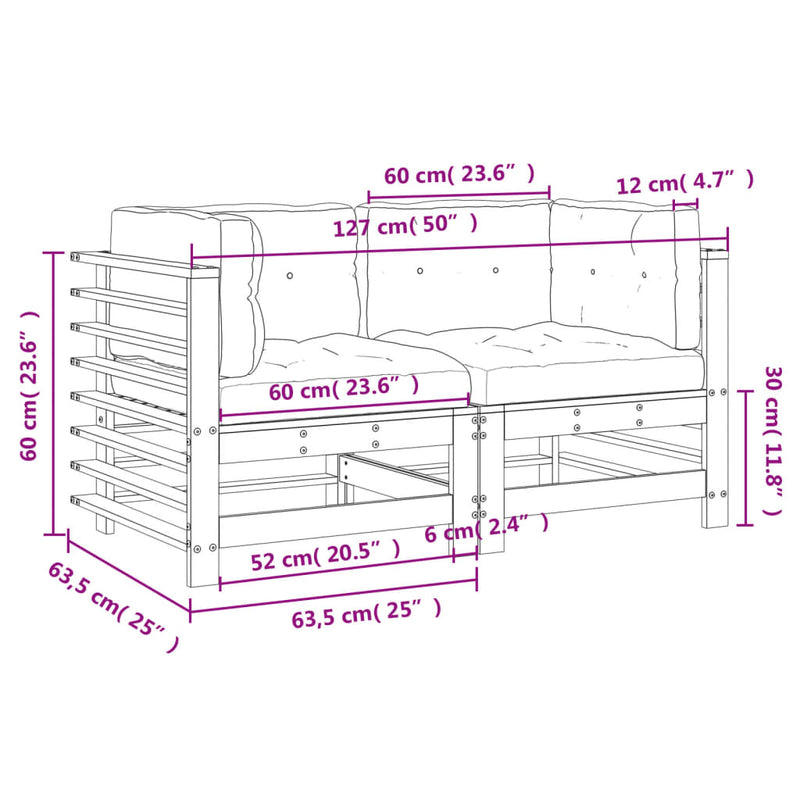 Corner Sofas with Cushions 2 pcs Black Solid Wood Pine Payday Deals