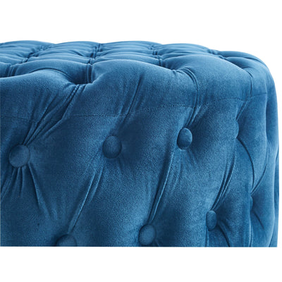 Cosmos Tufted Velvet Fabric Round Ottoman Footstools - Blue Payday Deals