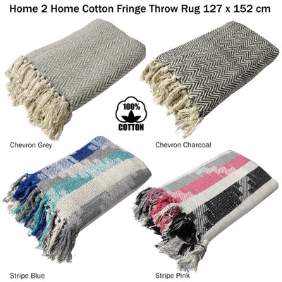 Cotton Fringe Throw Rug Chevron Charcoal Payday Deals