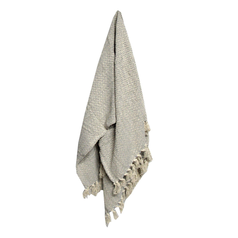 Cotton Fringe Throw Rug Chevron Grey Payday Deals