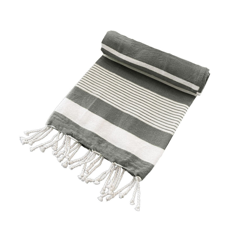 Cotton Rich Large Turkish Beach Towel with Tassels 80cm x 155cm Black Payday Deals