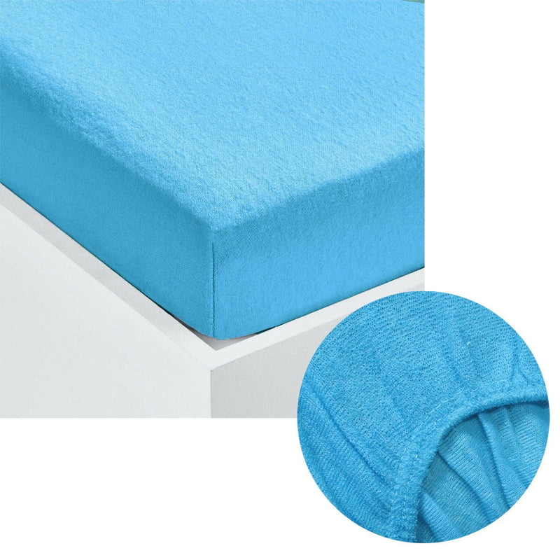 Cotton Rich Terry Fitted Sheet Single Aqua Payday Deals