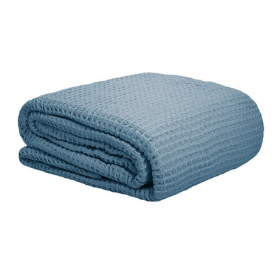 Cotton Waffle Blanket Dusk Blue Queen Payday Deals
