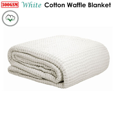 Cotton Waffle Blanket White Queen Payday Deals