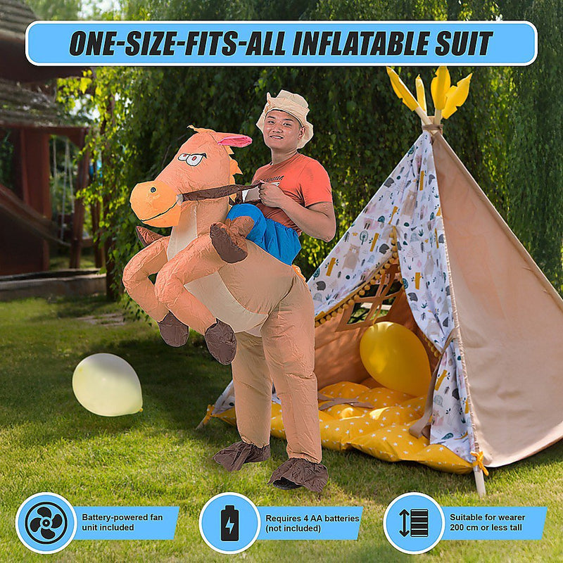 COWBOY Fancy Dress Inflatable Suit -Fan Operated Costume Payday Deals