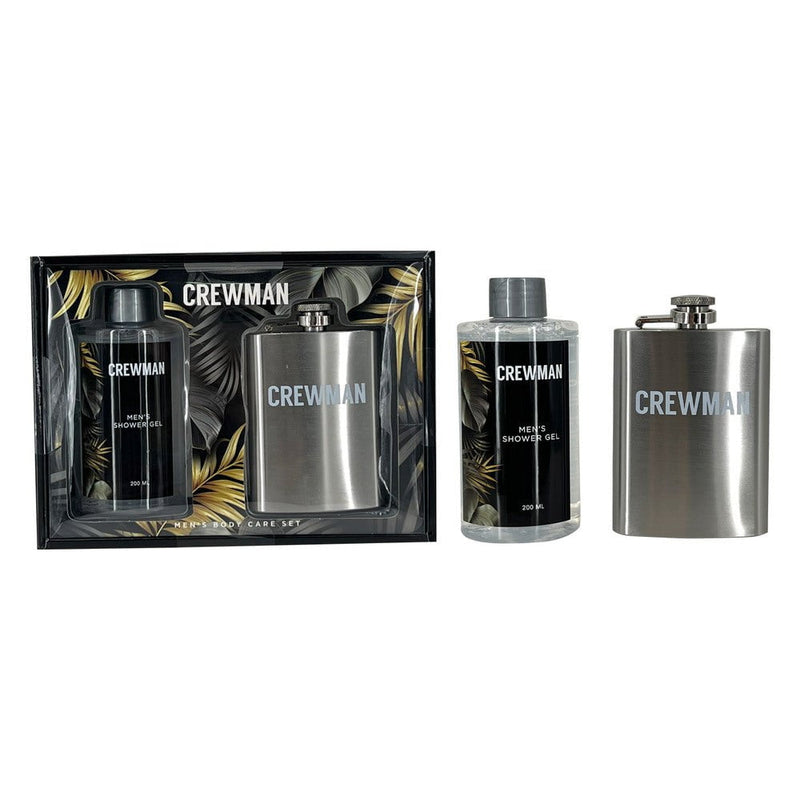 Crewman Mens Shower Gel 200ml and Whisky Flask 2 Piece Body Care Gift Set Payday Deals