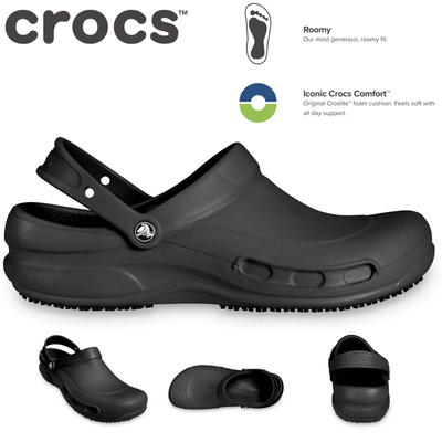 Crocs Bistro Slip Resistant Clogs Shoes Sandals Work Occupational - Black - Mens US 12/Womens US 14 Payday Deals